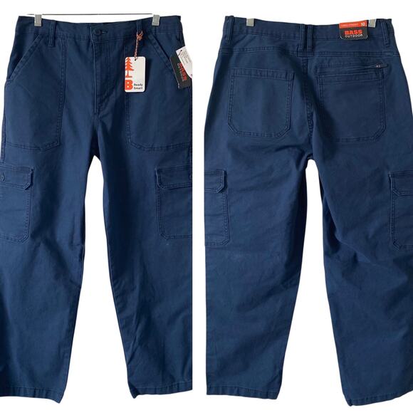 NEW BASS OUTDOOR Women's High Rise Canvas Cargo Pants Size 10 Navy Blue - Picture 1 of 7